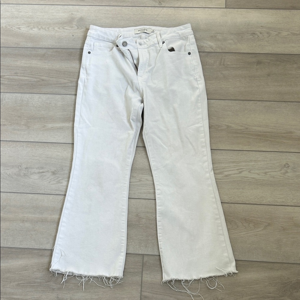 Wit & Wisdom White High-Rise Flare Jeans with Frayed Hem